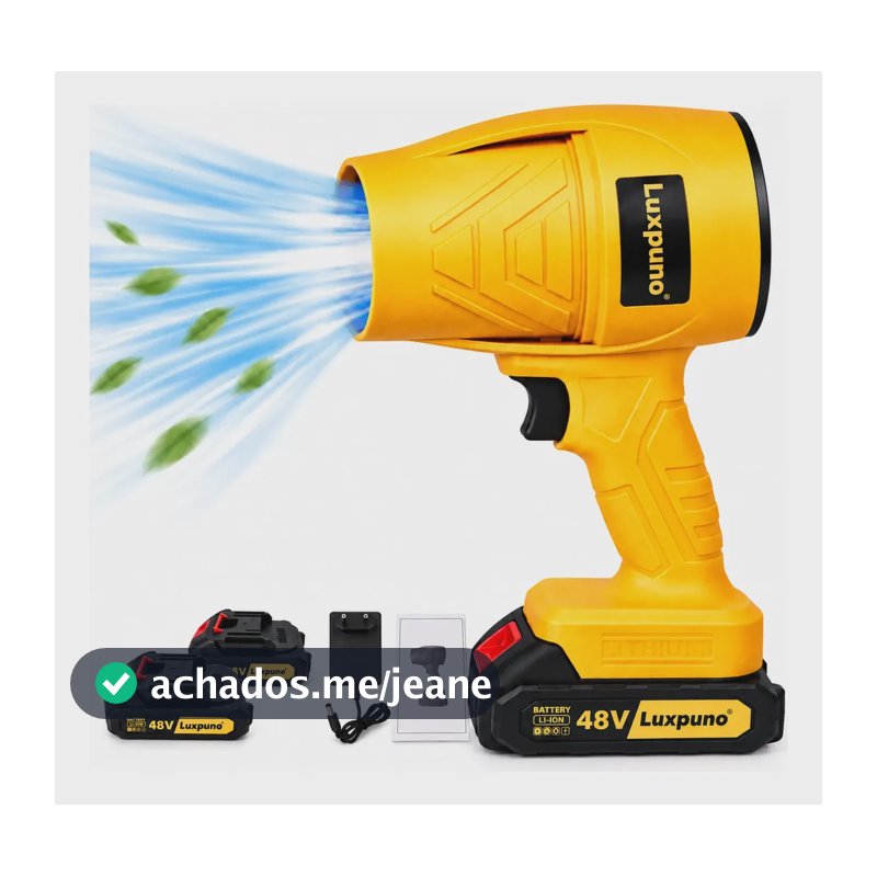 Soprador De Ar Turbo Portátil Folha Bateria Recarregável 48v 2 Bateria Amarelo 127/220v