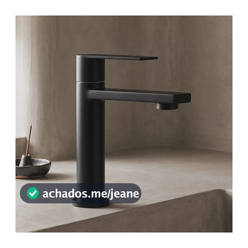Torneira Banheiro Inox Preta Fosca Bica Baixa Água Fria Mesa Preto Fosco