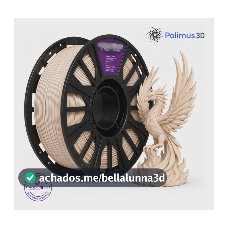 Filamento de Impressão 3D PLA BEGE CAUCASIANO Velvet Efeito Fosco 1kg High Speed Premium Para Imprimir Peças 3D Impressora 3D Modelagem Miniaturas Enfeites e Projetos By Polimus 3D