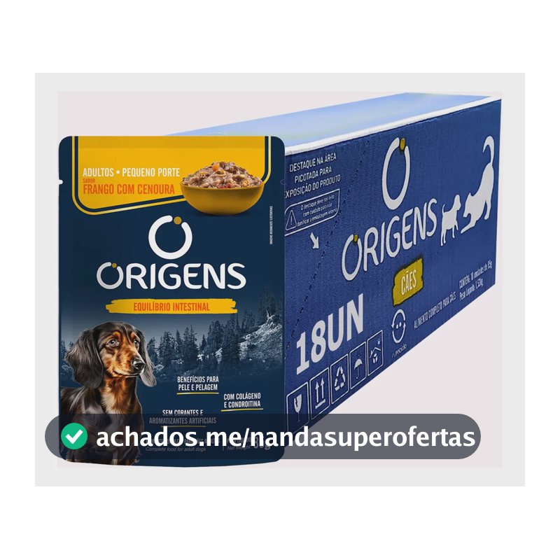 Ração Úmida Origens Sachê Cães Adultos Peq Frango 85g 18un