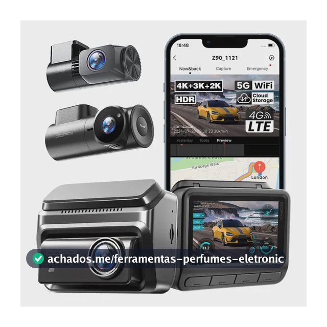 Câmera Veicular Ddpai Z90 4k Hdr Visão Noturna 2.0 Gps App Z90 3 Canais-três Câmeras