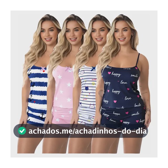 Kit 4 Baby Doll Conjunto Pijama Feminino Estampados