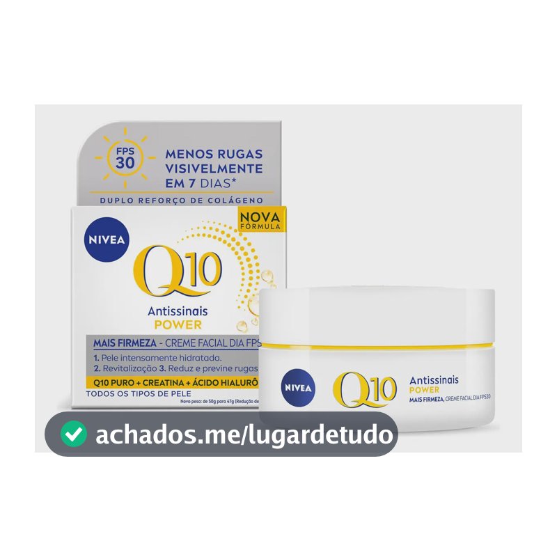 NIVEA Creme Facial Antissinais Q10 Power Dia FPS 30 47g, Reduz Rugas, Hidratação Intensa, Ácido Hialurônico, Cuidado Facial Diário