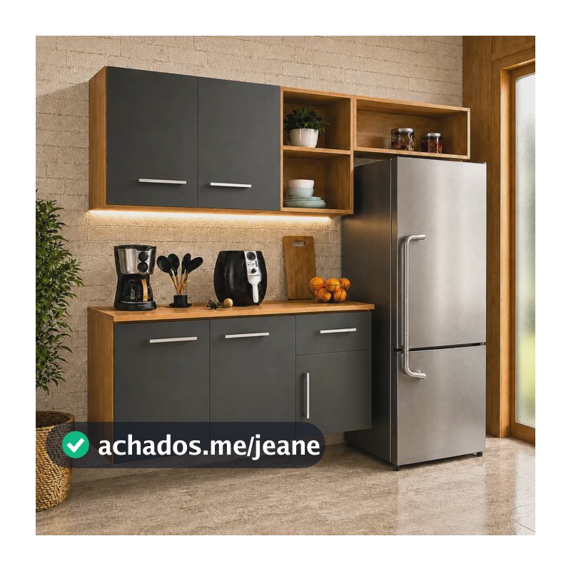 Armário de Cozinha Completo 150 cm com 5 Portas, 1 Gaveta e Nichos Organizadores - Blue Moby