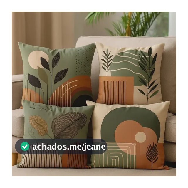 Kit 4 Capas De Almofadas Moderna 45x45 - Floral Verde E Bege