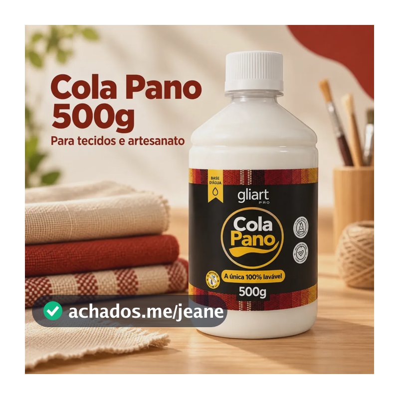 Cola Pano Para Tecido 500g Gliart Artesanato E Costura Fixação Para Projetos Manuais Cola Para Aplicações Em Tecido Artesanal Ideal Para Trabalhos Criativos E Reparos Em Peças De Costura