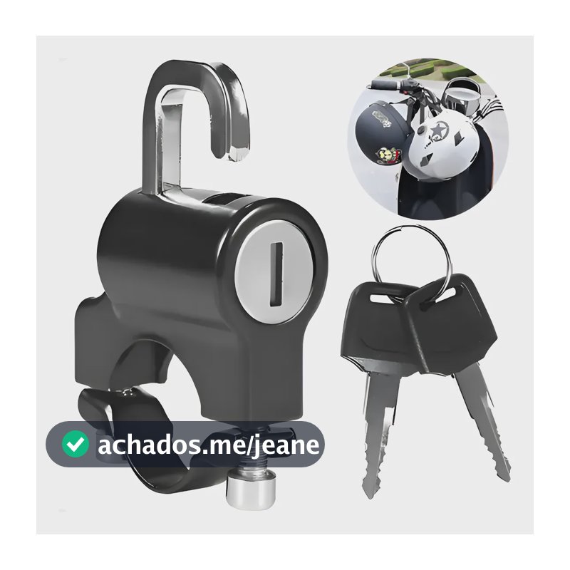 Trava De Segurança Para Capacete De Moto E Bike Com 2 Chaves