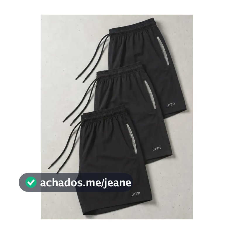 Kit 3 Bermuda Masculina Tactel Com Elastano Academia Treino 3-unidade Preto M