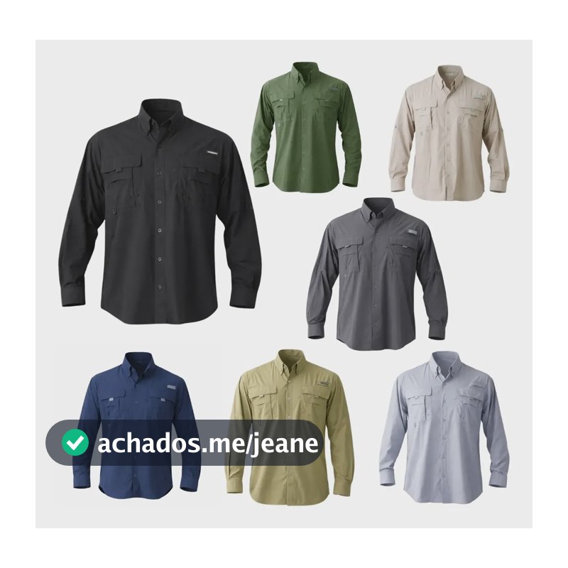 Camisa De Pesca Com Botão E Bolso Mar Negro Classic Plus Preto M