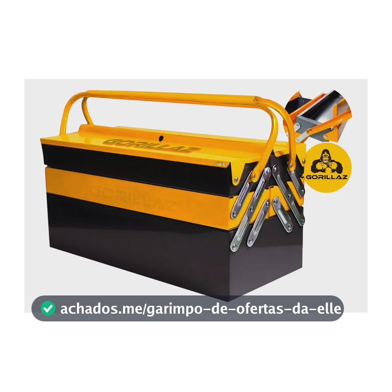 Caixa Para Ferramentas Sanfonada Com 5 Gavetas Metálica 42cm Amarelo E Preto Grz-5g Gorillaz