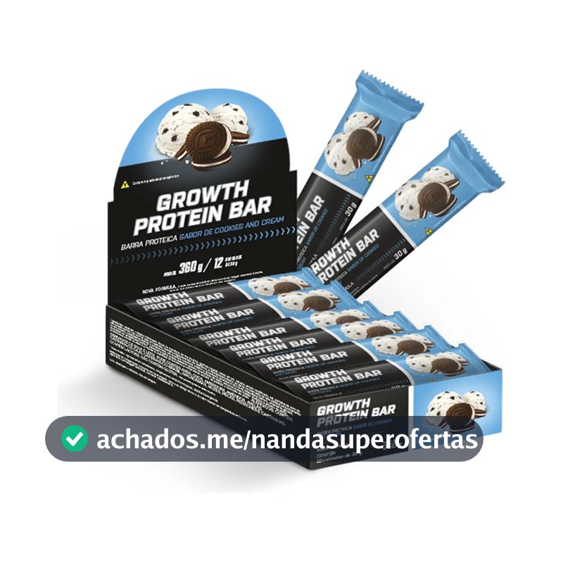 Barra De Proteína (cx. 12 unid.) Growth Supplements - Sabor Cookies & Cream