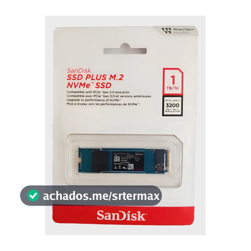 Ssd M.2 Nvme 1tb Sandisk Plus Sdssda3n-1t00-g26 3200mbps Azul-marinho
