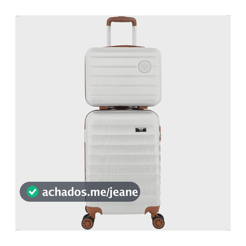 Kit Mala De Viagem Bordo Mão Pequena 10kg Abs Cadeado 360 Cor Branco