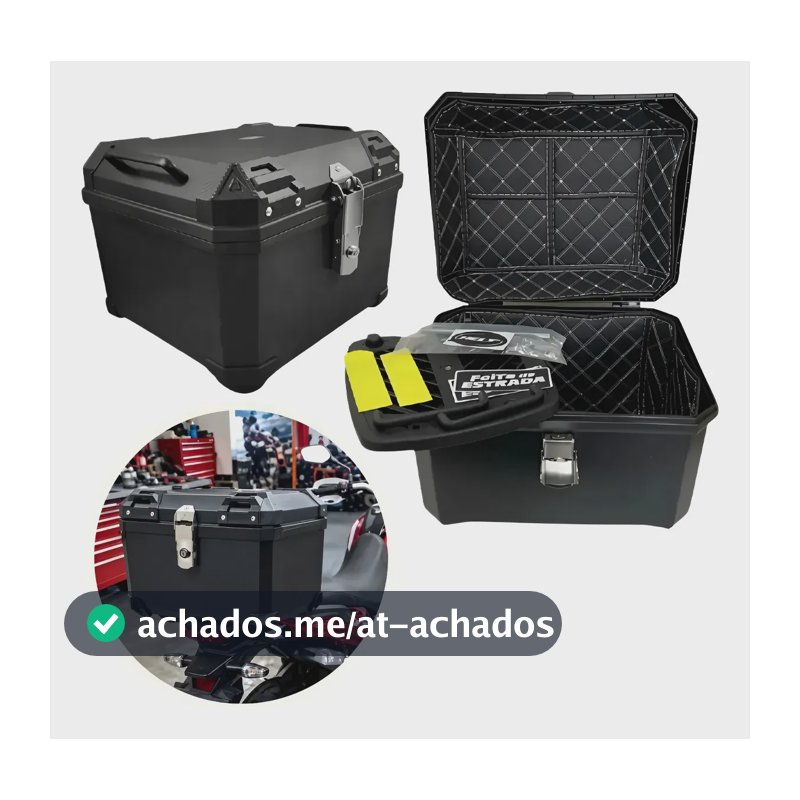 Baú Bauleto Moto 45 Litros Helt C/ Suporte Universal Preto