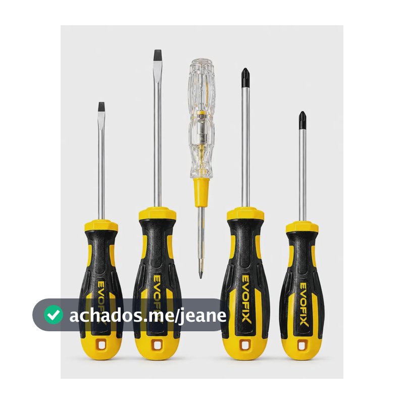 Kit Jogo Chave De Fenda E Phillips Pontas Magnéticas Ferramentas Imantadas + Testador De Voltagem Eletricista Conjunto C/ 5 Peças