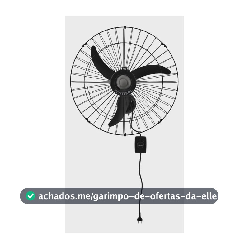 Ventilador De Parede 60cm, Preto, Ventisol Bivolt 60 Cm 60hz Preto 127/220v Plástico 3