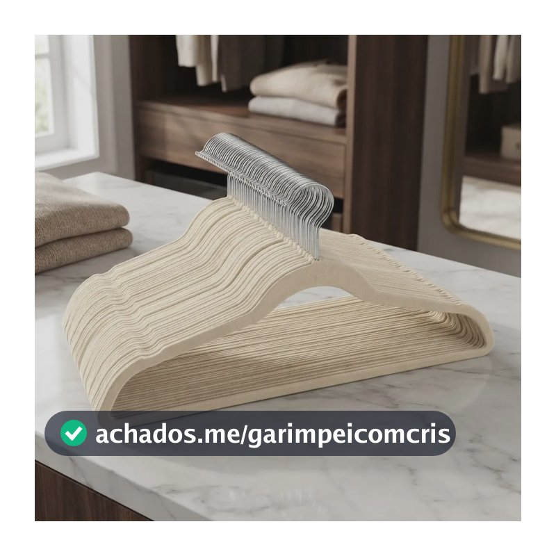 Kit 50 Cabides Veludo Antideslizante Adulto Cinza Bege Preto Bege
