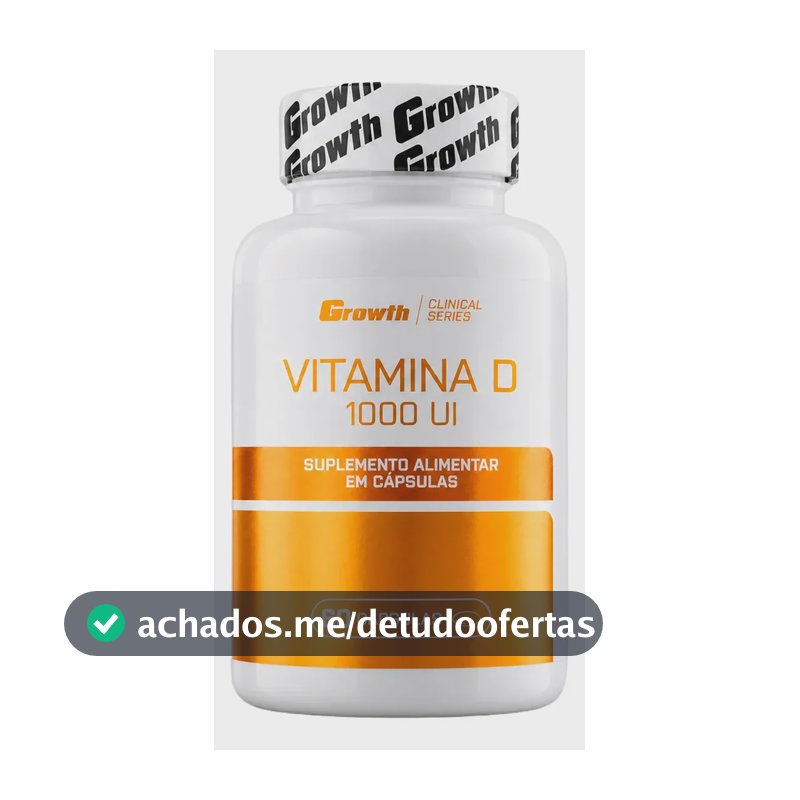 Vitamina D 1000ui 60 Caps Growth Supplements - Sem Sabor Sem Sabor