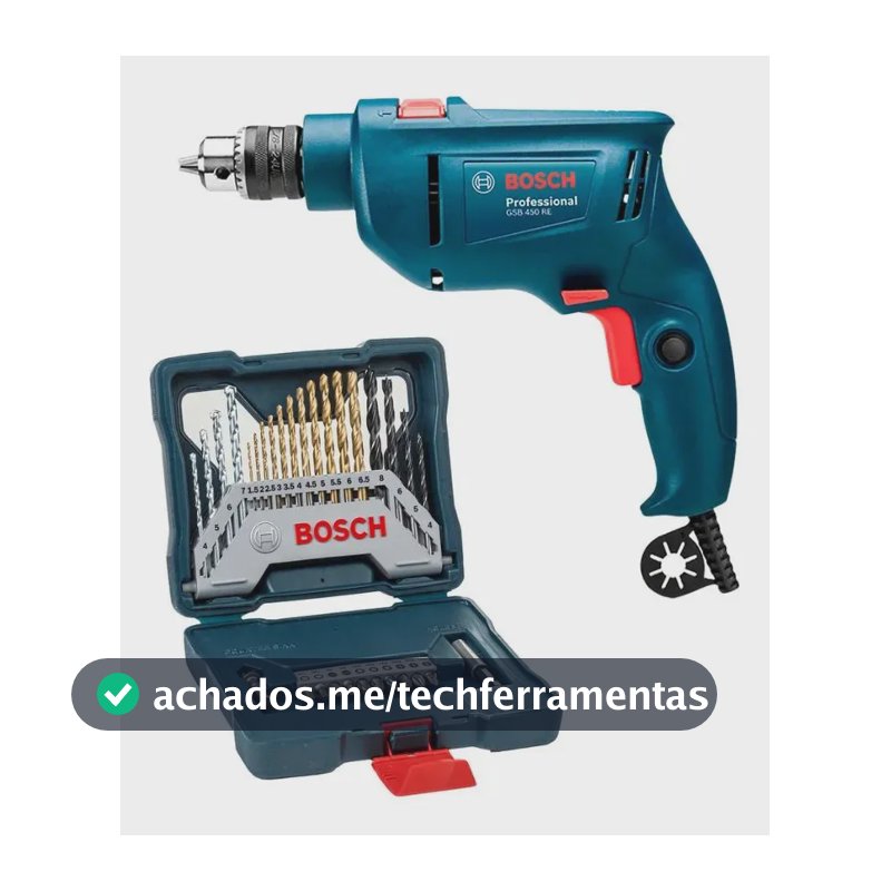 Furadeira Industrial Impacto Rev 450w Gsb 450 Re Bosch + Kit