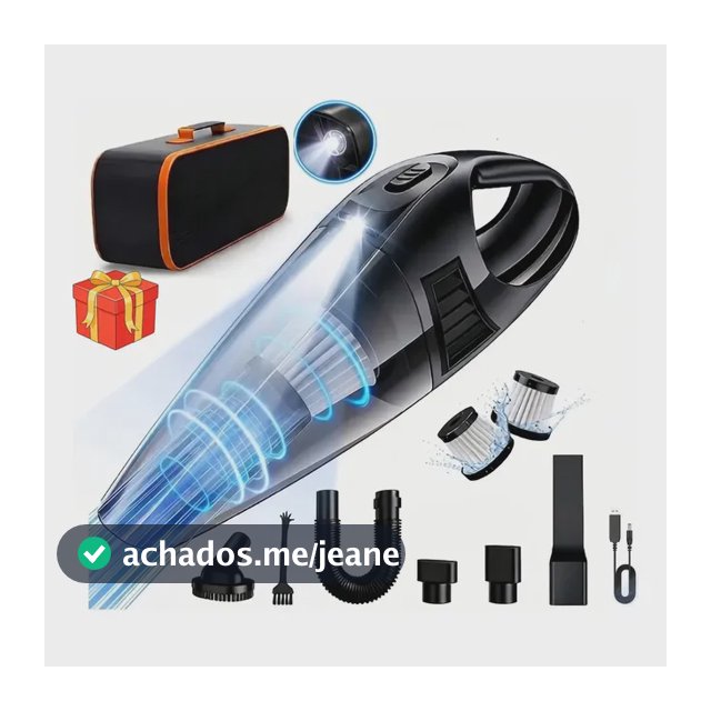 Aspirador De Pó Portátil Carro Automotivo 120W 9000PA +2 Filtro + Bolsa + LED Sem Fio Aspirador Portátil de Pó Potente Recarregável Usb Com Acessórios Turbo 127/220V Profissional Inclui a lâmpada LED