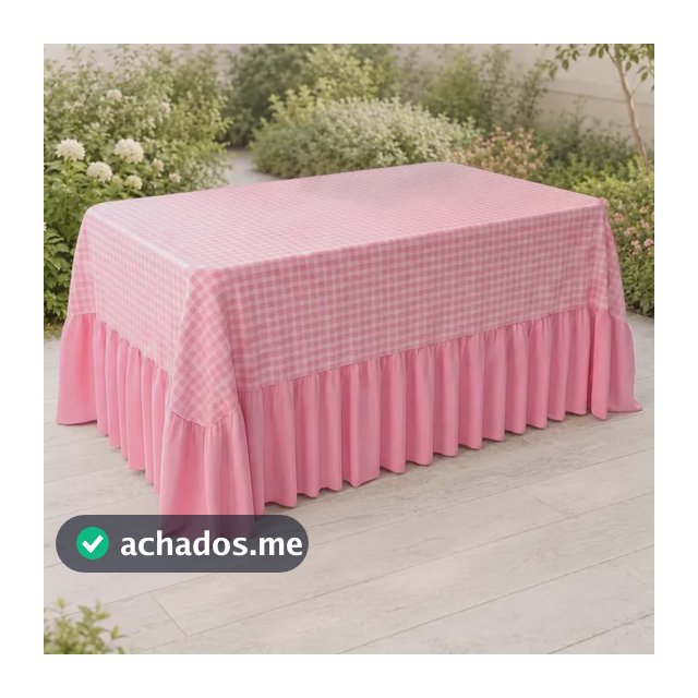Toalha De Mesa Com Babado Decoração Festa Xadrez 1,40x0,70 Xadrez Rosa