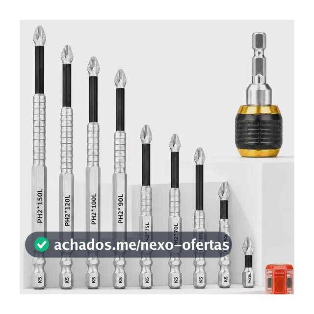 Kit 9 Ponta Bits Magnéticas K5 Ph2 Parafusadeira，Inclui 1 adaptador e 2 magnetizadores.