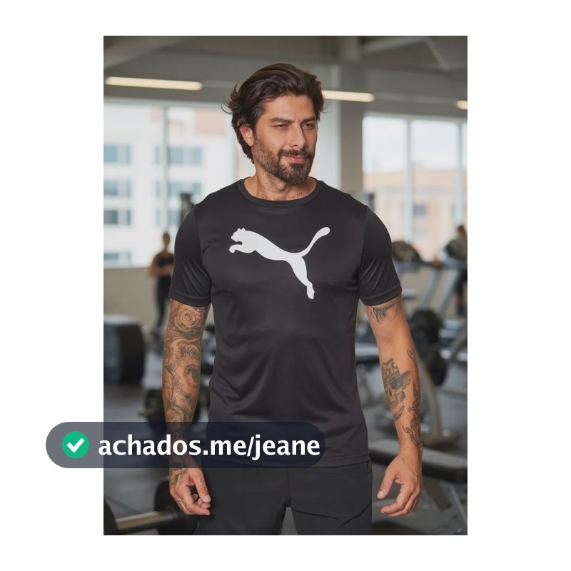 Camiseta Masculina Ess Logo Poly Puma Preto Desenho Logo Puma Gg Logo Puma