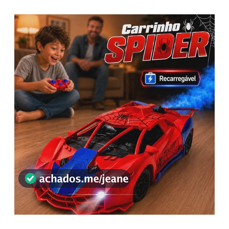 Carrinho de Controle Remoto Homem Aranha c/ Fumaça e Luzes Brinquedo Divertido Presente Dia Crianças Flow Dimension