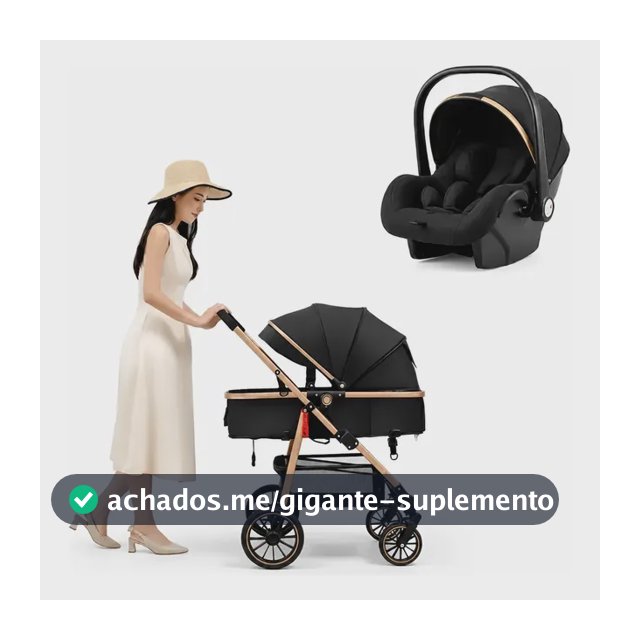 Carrinho De Bebe 3 Em 1 Completo Moises E Bebe Conforto Luxo Preto