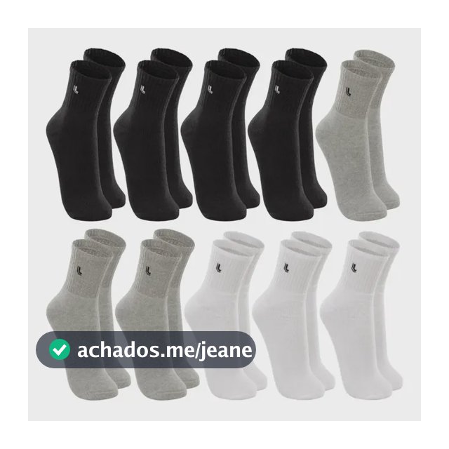Kit 10 Pares Meia Lupo Original Masculina Cano Médio Algodão