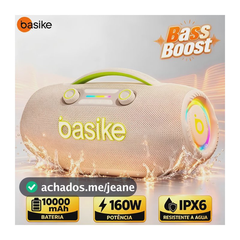 Caixa De Som Bluetooth Basike 160w Boombox 10000mah Portátil Bege 127/220v