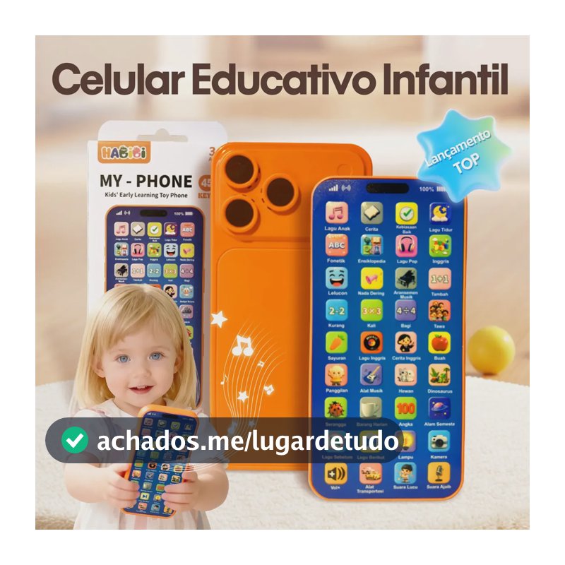 Celular Brinquedo Recarregável Bebê | Educativo com Sons e Luzes, Substitui o Celular Real