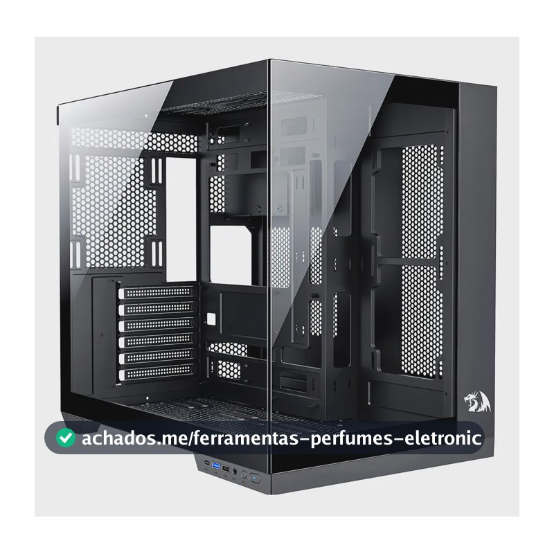 Gabinete Gamer Redragon Wideload Pro Ca-604b-Pro Preto Mid Tower Vidro ATX