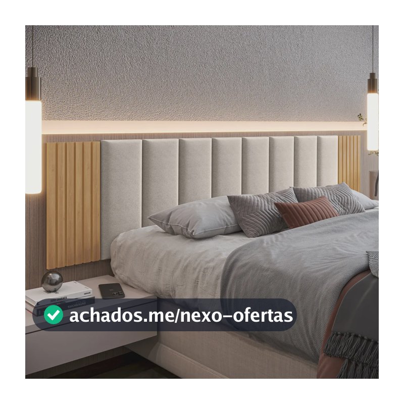 Cabeceira Cama Box Casal Estofada Com Ripado Mdf Freijó Bege/freijo