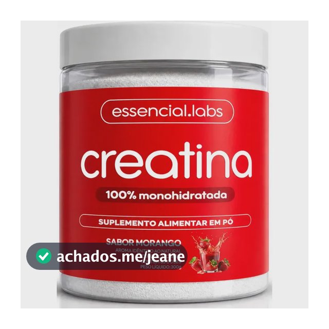 CREATINA MONOHIDRATADA 100% Pura - Sabor Morango - 300g