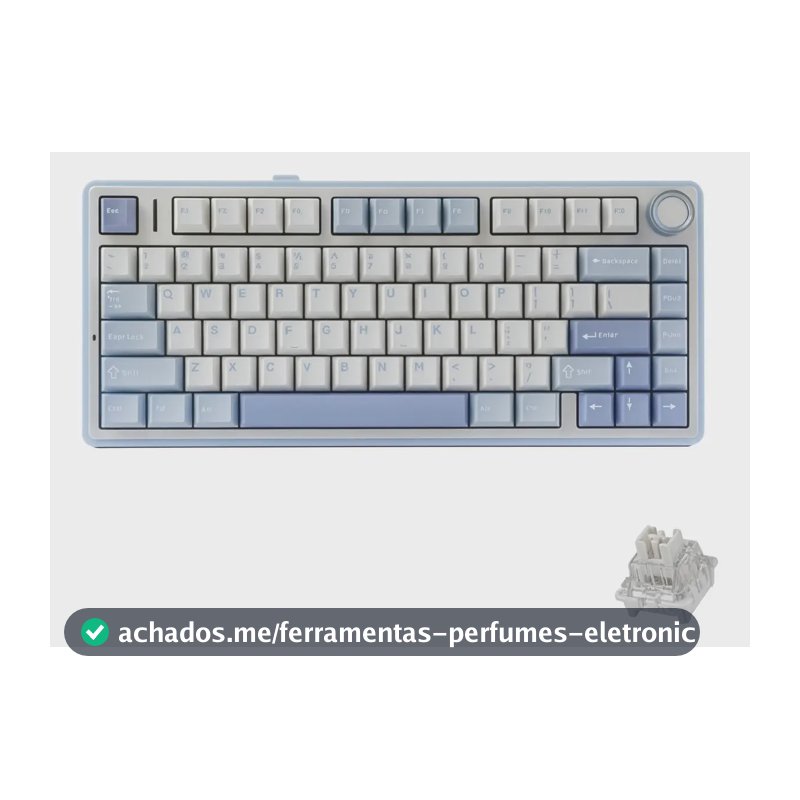 Teclado Aula F75 Sem Fio Mecânico Tri Mode Hot Swap Cor de teclado Azul Sal Marinho Idioma Inglês US