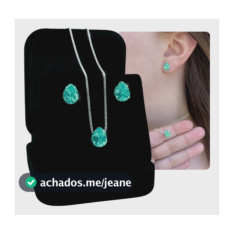 Colar Prata 925 Feminino Ponto De Luz + Brinco Gota Banhada