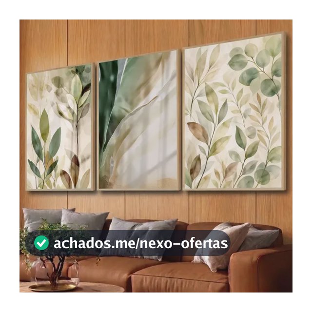 Kit Quadros Decorativos Abstrato Verde Folhagem Sala Moldura Verde Bege