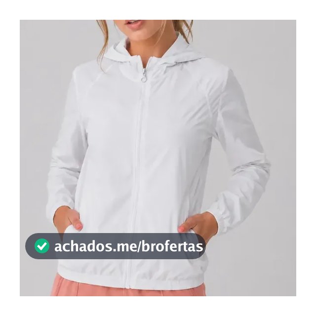 Jaqueta Feminina Iz Corta Vento Ultra Leve Com Capuz 2026 Branco M Liso