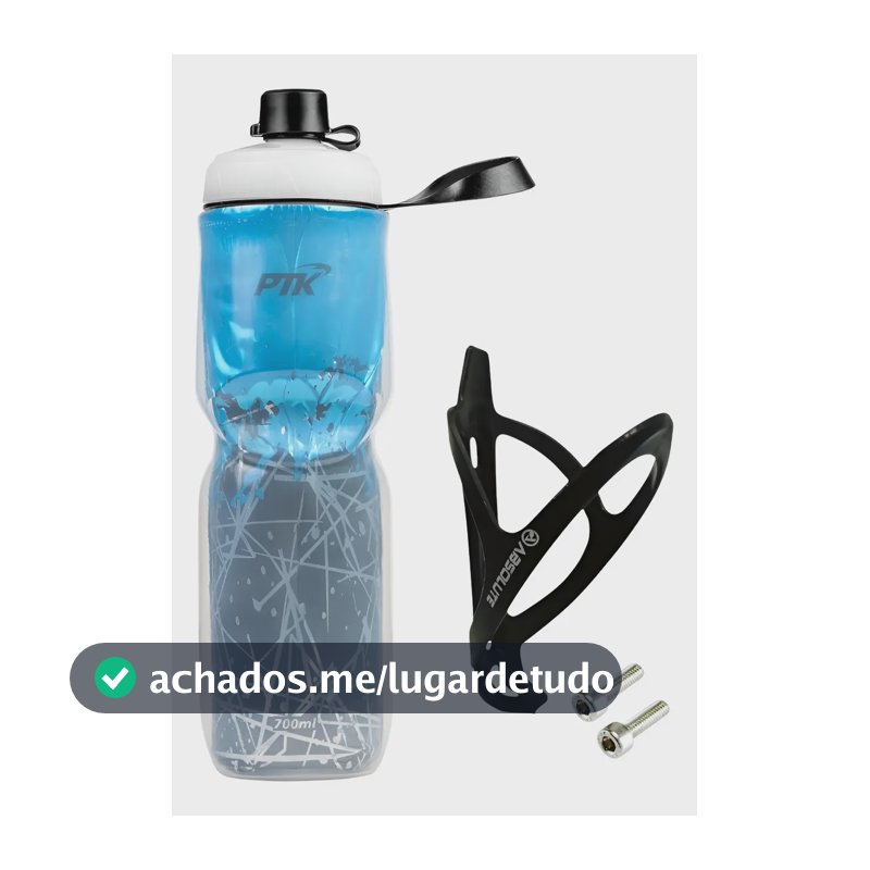 Garrafa Caramanhola Térmica P/ Bicicleta 700ml C/ Suporte Ab Cor Cold Azul