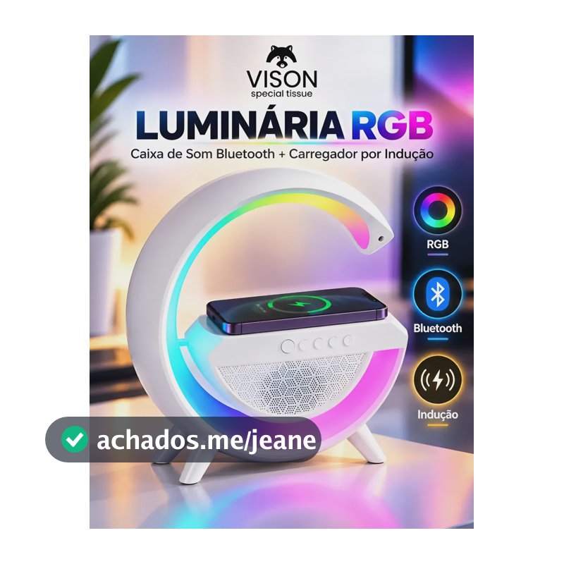 Luminária Rgb Carregador De Indução Caixa De Som Bluetooth Branco Multicolor (rgb) 127/220v