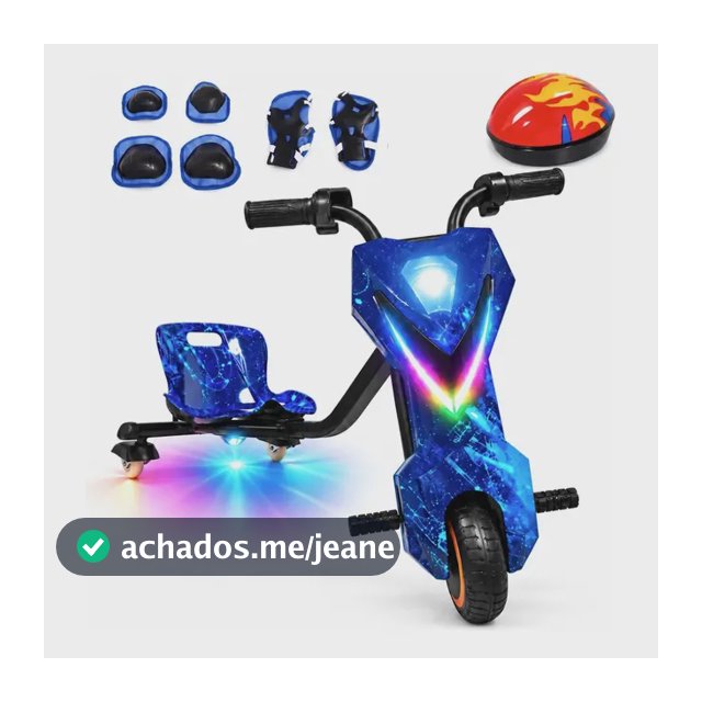 Triciclo Elétrico Infantil Drift Azul Luzes Rgb Bluetooth Azul