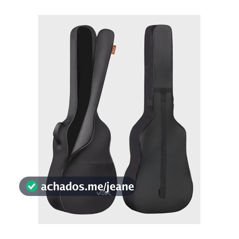Capa Para Violão Folk Classico Simples Preta com Bolso Externo Com Zíper Cor Preto Voik CV-4101P