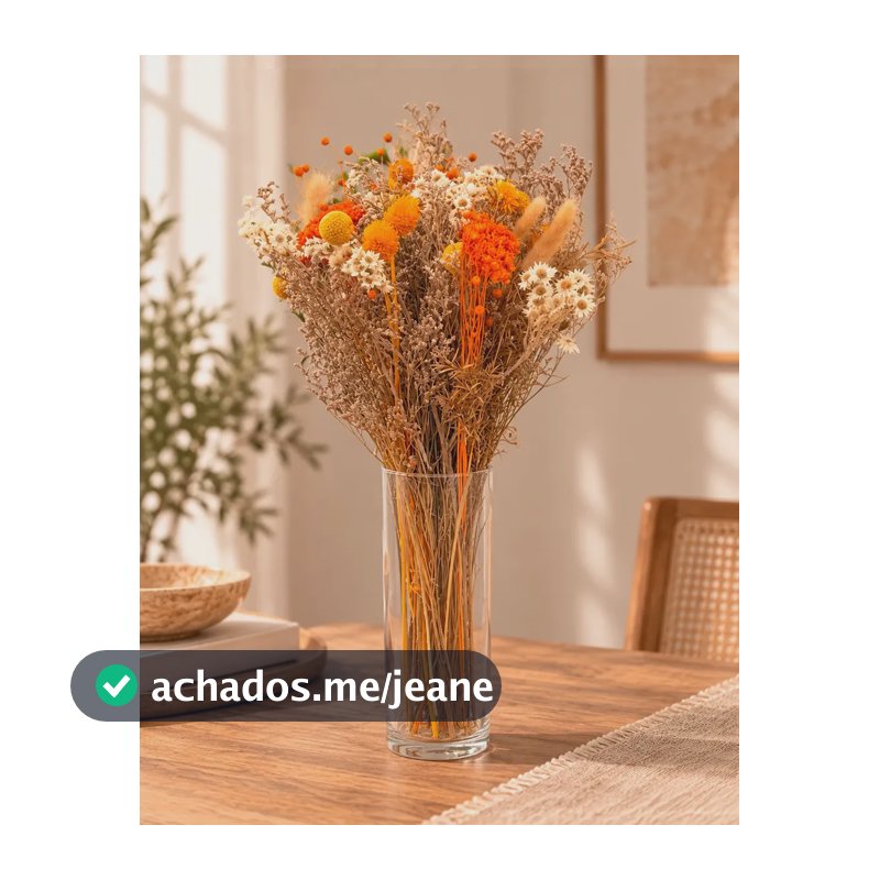 Buquê de Flores Naturais Desidratadas Craspédia e Limonium Laranja para Decoração Boho