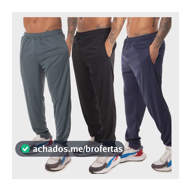 Kit 3 Calça Esportiva Elastano Academia Masculina Treino