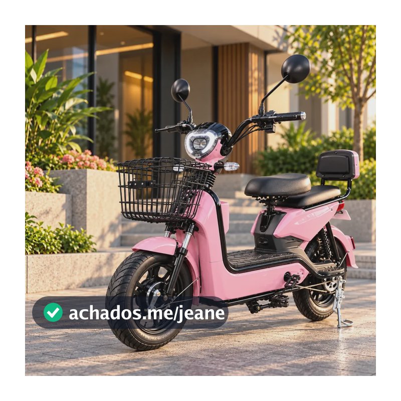 Motocicleta Elétrica Bike Scooter Sem Cnh 800w Mobilidade Rosa