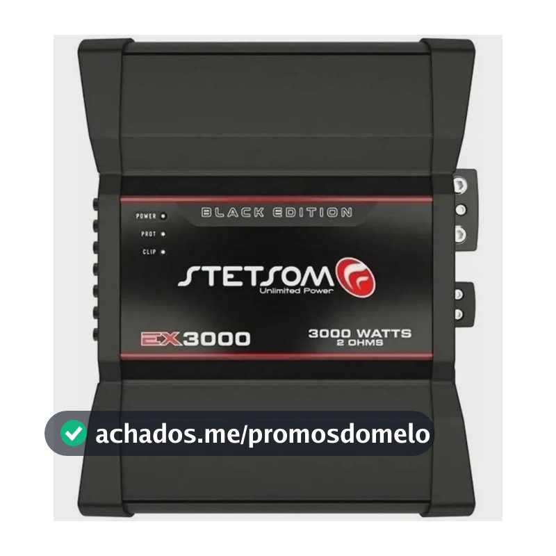 Módulo Amplificador Stetsom Ex3000 Black 3000wrms 2 Ohms Cor Preto