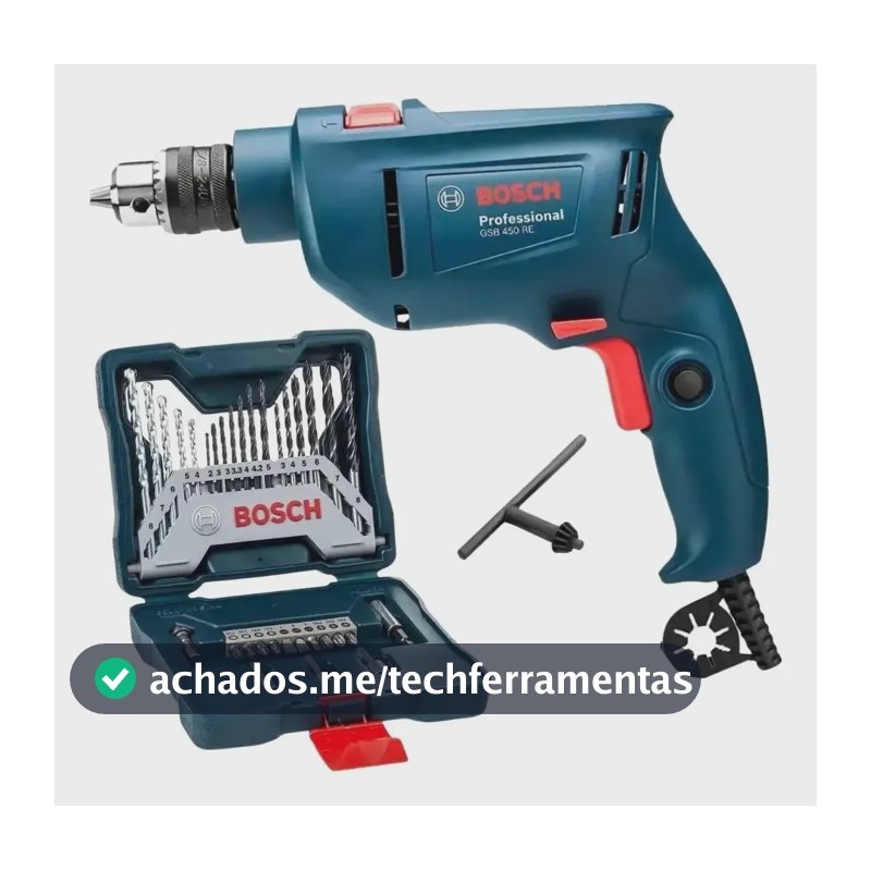 Furadeira Industrial Impacto Rev 450w Gsb 450 Re Bosch + Kit