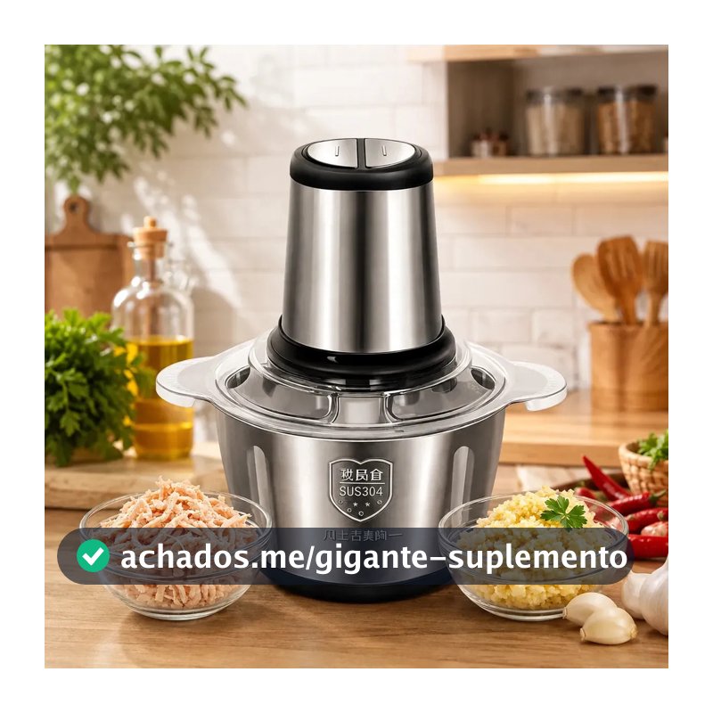 Multiprocessador Elétrico De Alimentos Em Inox 2l Triturador De Alho Tempero Processador De Carne E Legumes Multifuncional Portátil 110v