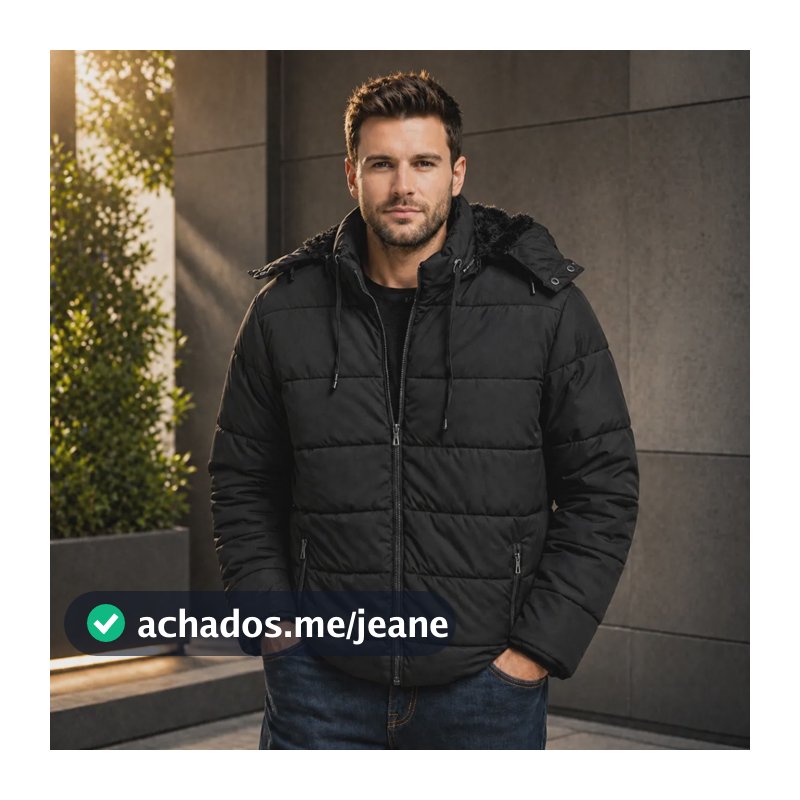 Jaqueta Bobojaco Forrado Peluciado Frio Inverno Impermeável Preto Gg Liso